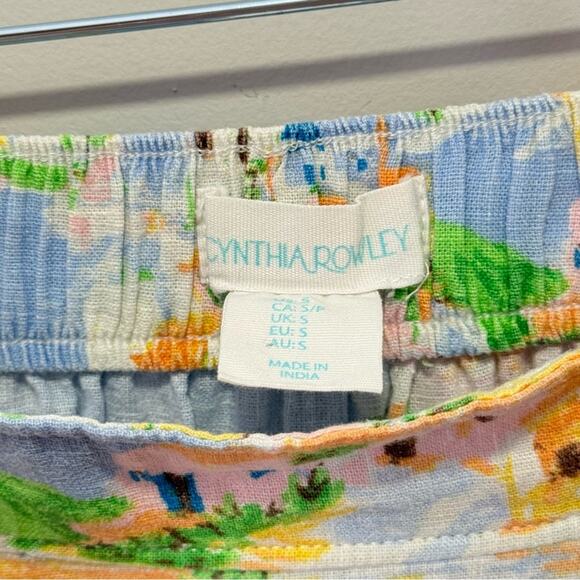 🍁 Cynthia Rowley Linen Blend Novelty Coastal Vacation Print True Wrap Midi Skirt - Picture 9 of 13